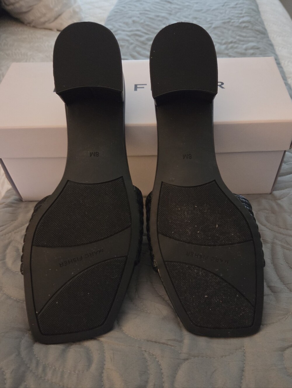 Marc Fisher Black Ribbed Strap Mule Sandals - Picture 4 of 4